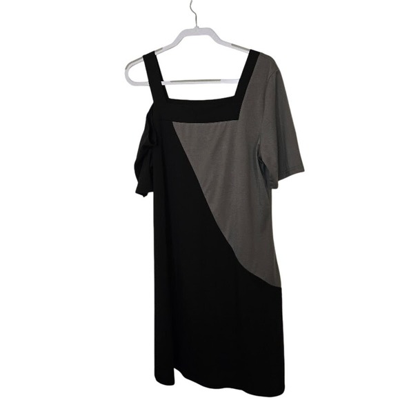 Unbranded Cold Shoulder Asymmetrical Block Color Midi Dress Sz XL - Picture 4 of 10